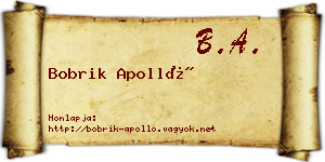 Bobrik Apolló névjegykártya
